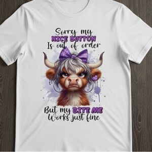 White T-Shirt with Cute Cow Graphic